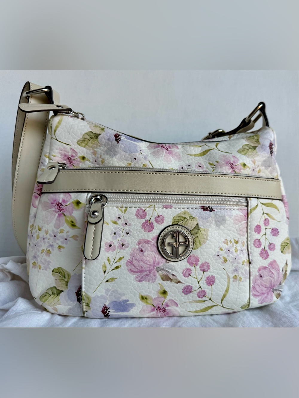Giani Bernini Floral Faux-Leather Medium Hobo Crossbody Bag NWOT